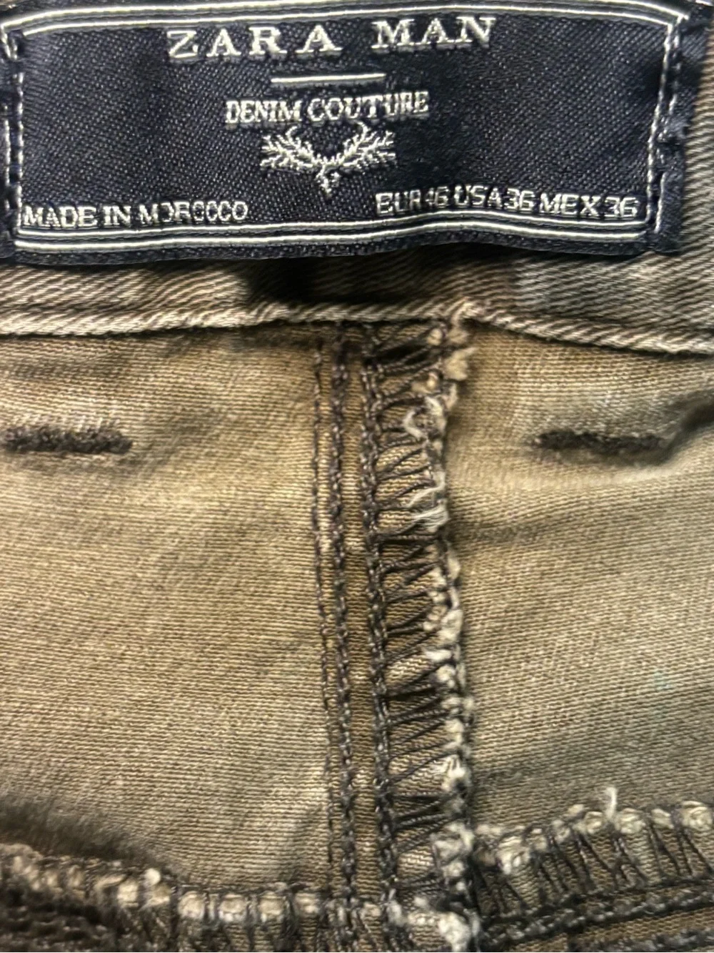 Zara Camo Moto Skinny Pants - Olive Green